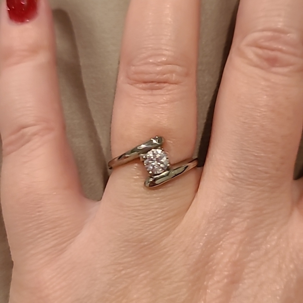 Cubic zirconia stainless steel ring